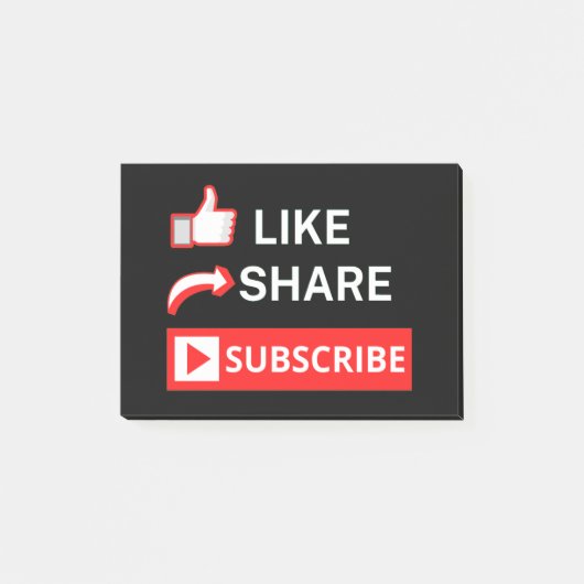 Like Share Subscribe Post-it Klebezettel (Vorderseite)