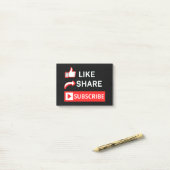 Like Share Subscribe Post-it Klebezettel (Auf Schreibtisch)