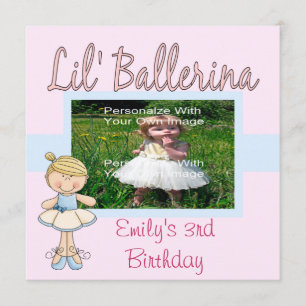 Lil Ballerina-Party Einladungen/Blau u. Rosa Einladung
