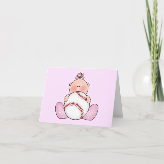 Lil Baseball Baby Girl Blank Card Karte (Vorderseite)