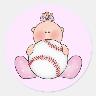 Lil Baseball Baby Girl Runder Aufkleber
