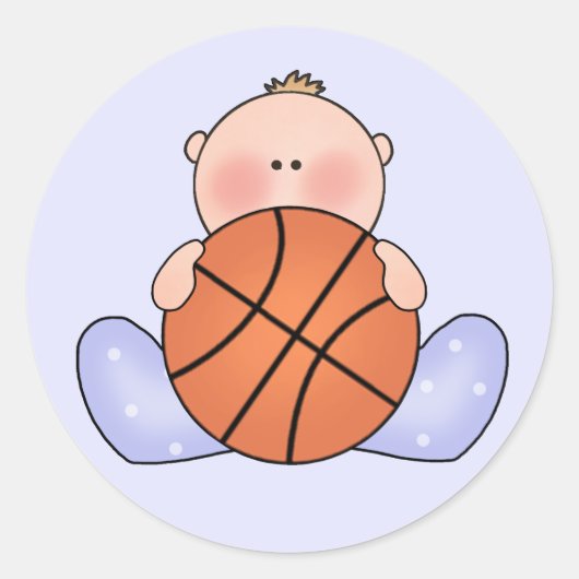Lil Basketball Baby Boy Runder Aufkleber (Vorderseite)