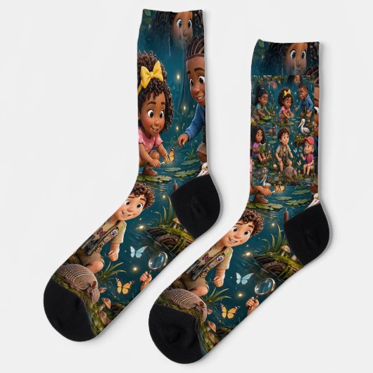 Lil' Bayou Explorers Team Muster Socken (Linkes Detail)