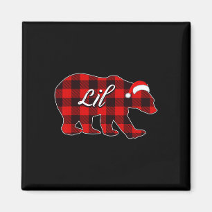 Lil Bear Red Kariert Christmas Pajama Bear Familie Magnet