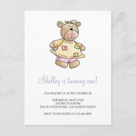 Lil' Bears ・ Baby Girl Yellow Dress Postkarte (Vorderseite)