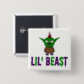 Lil' Beast Goblin Lila und grüner Schriftart Button (Vorne & Hinten)