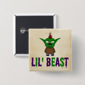 Lil' Beast Goblin Lila und grüner Schriftart Button (Vorne & Hinten)