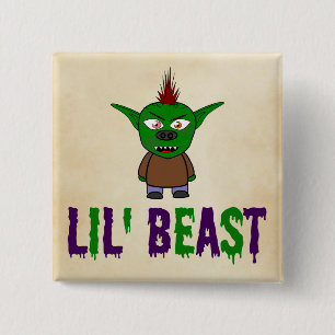 Lil' Beast Goblin Lila und grüner Schriftart Button