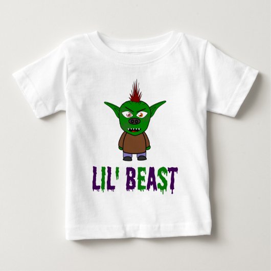 Lil' Beast Goblin Lila und grüner Schriftart T Baby T-shirt (Vorderseite)