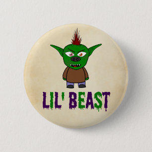 Lil' Bestie Drilling Schriftart Goblin Halloween Button