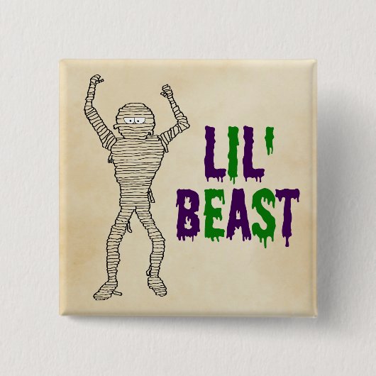 Lil' Bestie Drilling Schriftart Mummy Halloween Button (Vorderseite)