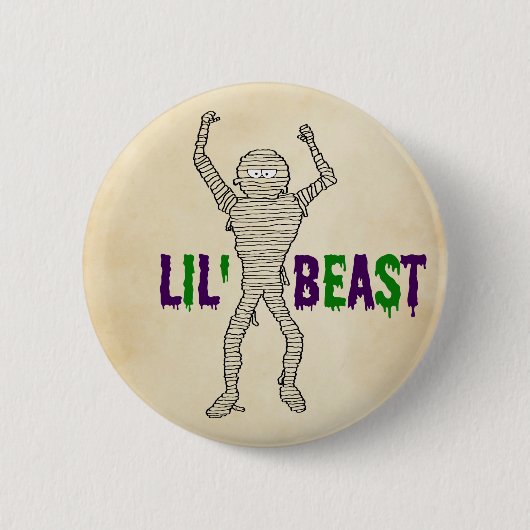 Lil' Bestie Drilling Schriftart Mummy Halloween Button (Vorderseite)