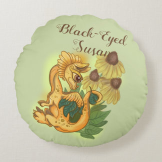 lil Black Mit Augen Susan Garden Dragon Rundes Kissen
