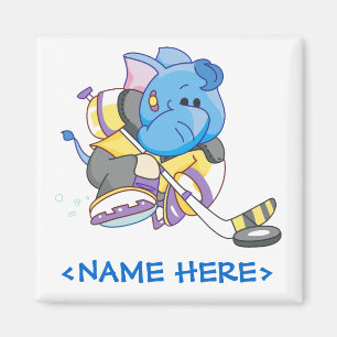 Lil blaues Elefant-Hockey Magnet