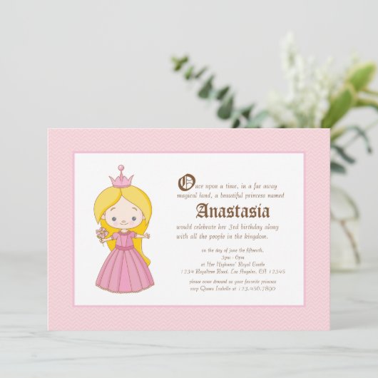 Li'l Blonde Princess Royal Einladung zum Geburtsta (Stehend Vorderseite)