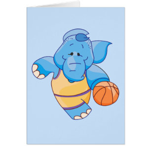 Lil Blue Elephant Basketball Blankenkarte