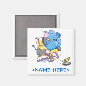 Lil Blue Elephant Hockey Magnet (Vorderseite/Rückseite)