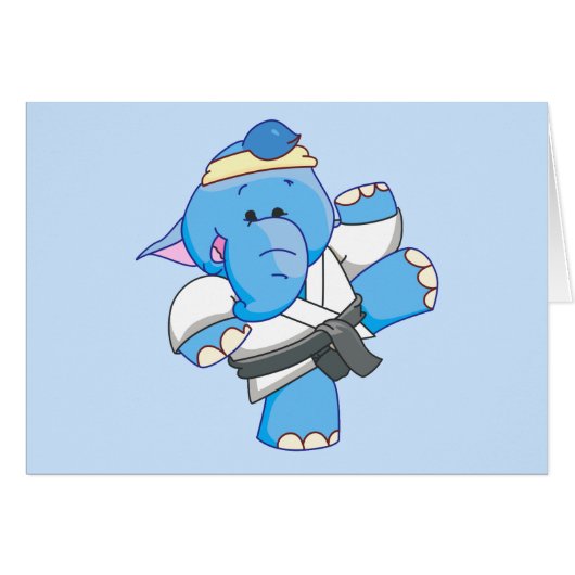 Lil Blue Elephant Karate Blank Card (Vorderseite (Horizontal))