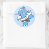 Lil Blue Elephant Karate Runder Aufkleber (Tasche)