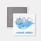 Lil Blue Elephant Schwimmen Magnet (Vorderseite/Rückseite)
