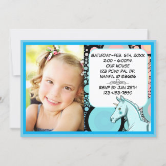 Lil Blue Palomino Einhorn (abstrakte Kreise/Bild) Einladung