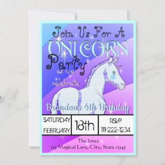Lil Blue Palomino Unicorn (RegenbogenGeburtstag) Einladung