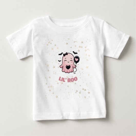 LIL' BOO Niedlich Pink Ghost mit Ballon T - Shirt (Vorderseite)