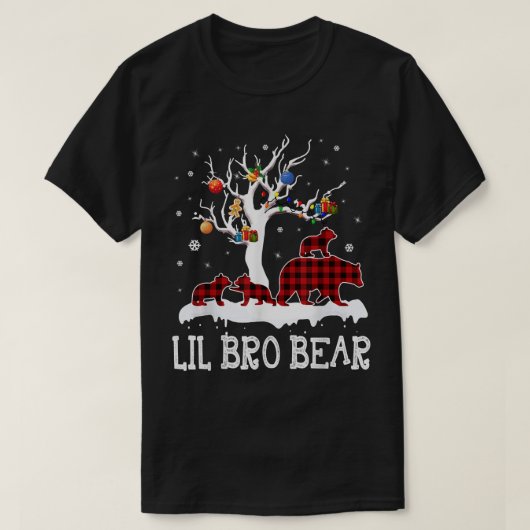 Lil Bro Bear Christmas Pajama Red Buffalo Fa T-Shirt (Design vorne)