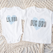 Lil Bro Blue Heart Matching Sibling Family Baby Strampler