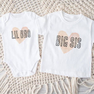 Lil Bro Blush Herz Matching Sibling Family Baby Strampler