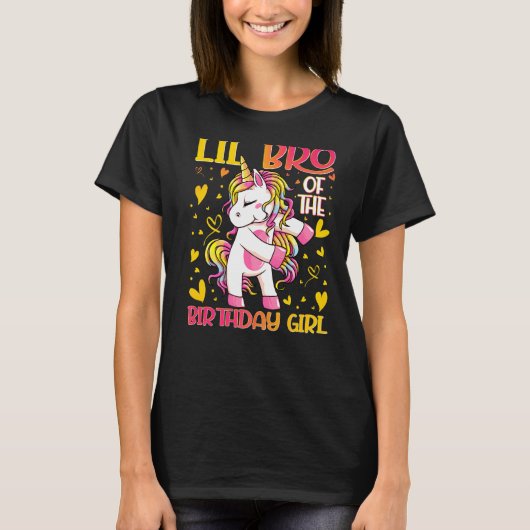 Lil Bro of the Birthday Girl Flossing Unicorn Litt T-Shirt (Vorderseite)