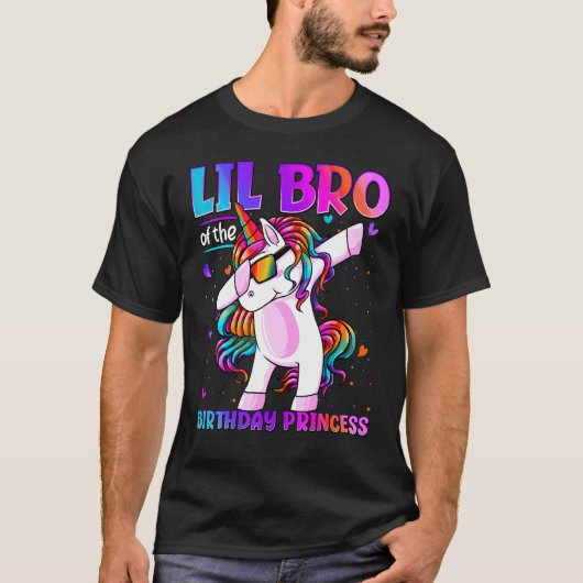 Lil Bro of the Birthday Princess Dabbing Unicorn L T-Shirt (Vorderseite)