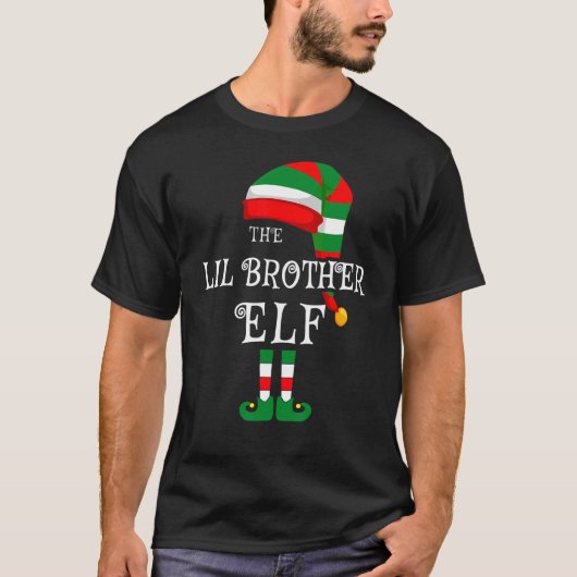 Lil Brother Elf Familie Weihnachten Matching Pajam T-Shirt (Vorderseite)