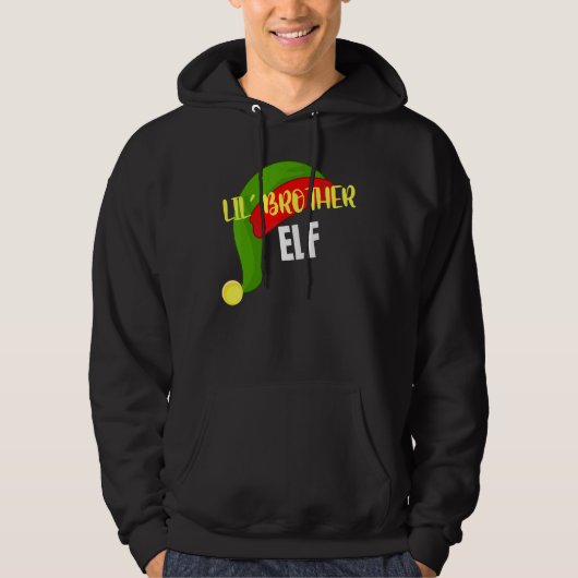 Lil Brother Elf Matching Family Group Christmas Pa Hoodie (Vorderseite)