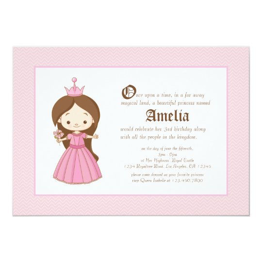 Li L Brunett Prinzessin Royal Zum Geburtstag Einla Einladung Zazzle De