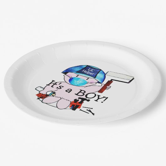 Lil' Carpenter - Baby Boy Pappteller (Schrägansicht)