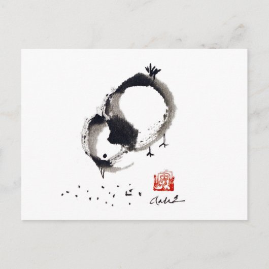 Lil Chick, Sumi-e von Andrea Erickson Postkarte (Vorderseite)