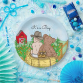 Lil' Cowboy and Teddy Bear Baby Shower Pappteller (Party)