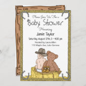 Lil' Cowboy and Teddy Bear Boy's Baby Shower Einladung (Vorne/Hinten)