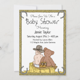 Lil' Cowboy and Teddy Bear Boy's Baby Shower Einladung