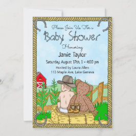 Lil' Cowboy and Teddy Bear Boy's Baby Shower Einladung