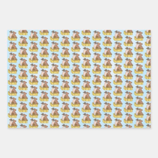 Lil' Cowboy and Teddy Bear Boy's Baby Shower Geschenkpapier Set (Vorderseite)