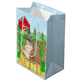 Lil' Cowboy and Teddy Bear Boy's Baby Shower Mittlere Geschenktüte (Vorderseite Schrägansicht)