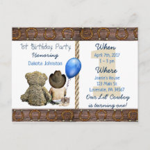 Lil Cowboy Baby Boy und Teddy Bear 1. Geburtstag
