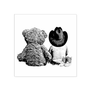 Lil Cowboy Baby mit Teddy Bear Gummistempel