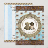Lil' Cowboy Boy Country and Western Babydusche Einladung (Vorne/Hinten)