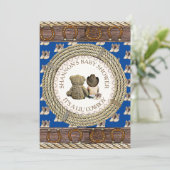 Lil' Cowboy Rustikales Land und Western Babydusche Einladung (Stehend Vorderseite)