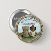 Lil' Cowboy und Teddy Bear Boy's Birthday Boy Button (Vorne & Hinten)