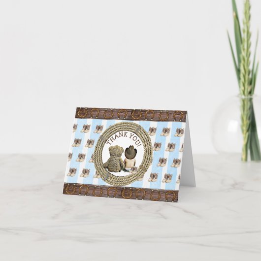 Lil Cowboy und Teddy Bear Danke, Anmerkungen Dankeskarte (Vorderseite)