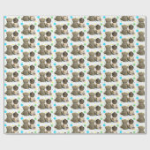 Lil Cowboy und Teddy Bear Rustikaler Polka Dot Geschenkpapier (Flach)
